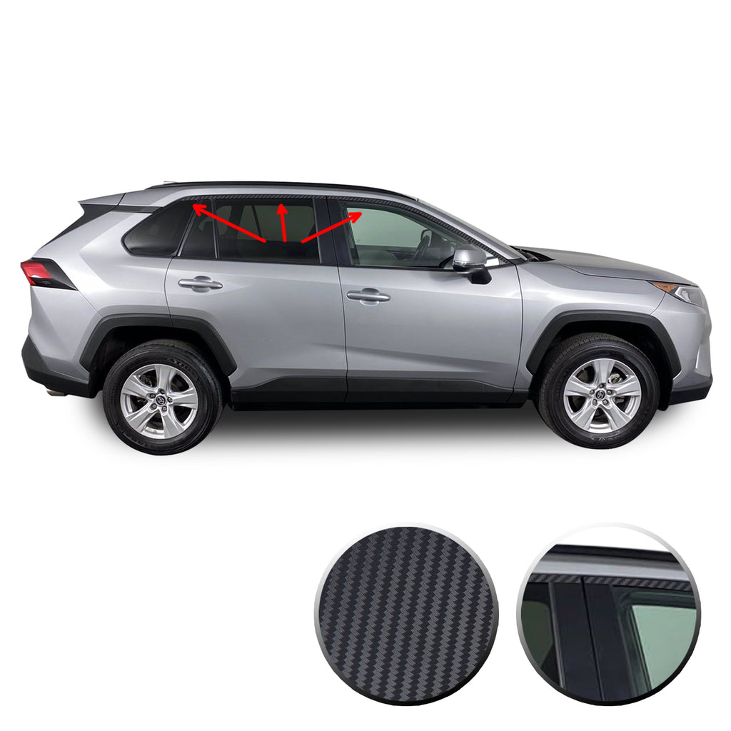 Window Trim Chrome Delete Blackout Vinyl Overlay Kit Compatible with & Fits Toyota RAV4 2019 2020