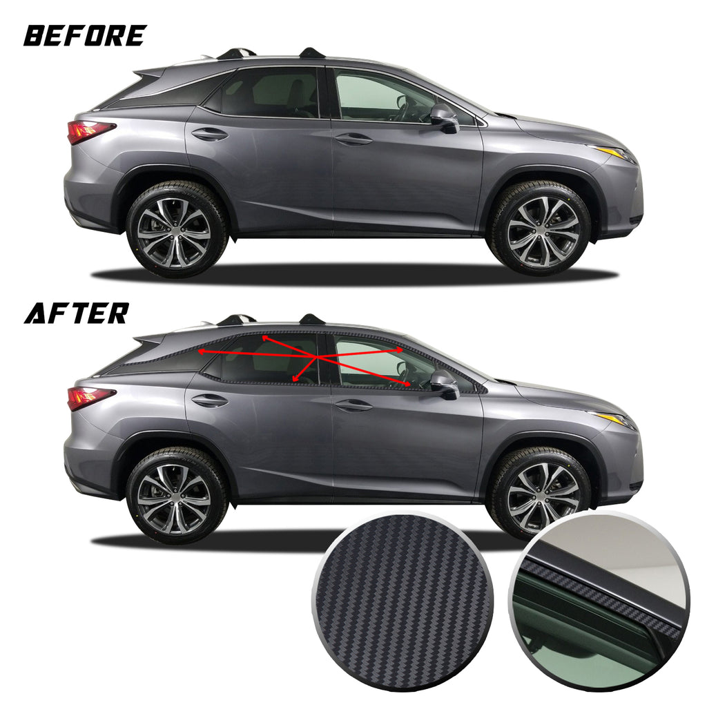 Window Trim Chrome Delete Blackout Precut Vinyl Wrap Overlay Kit Compatible with and Fits Lexus RX350 RX450h 2016-2020