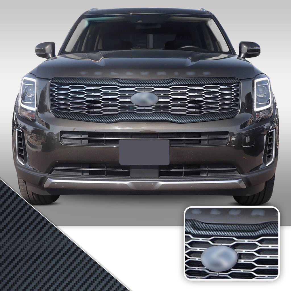 Front Grille Trim Chrome Delete Vinyl Wrap Kit Compatible with Kia Telluride 2020 - 2021