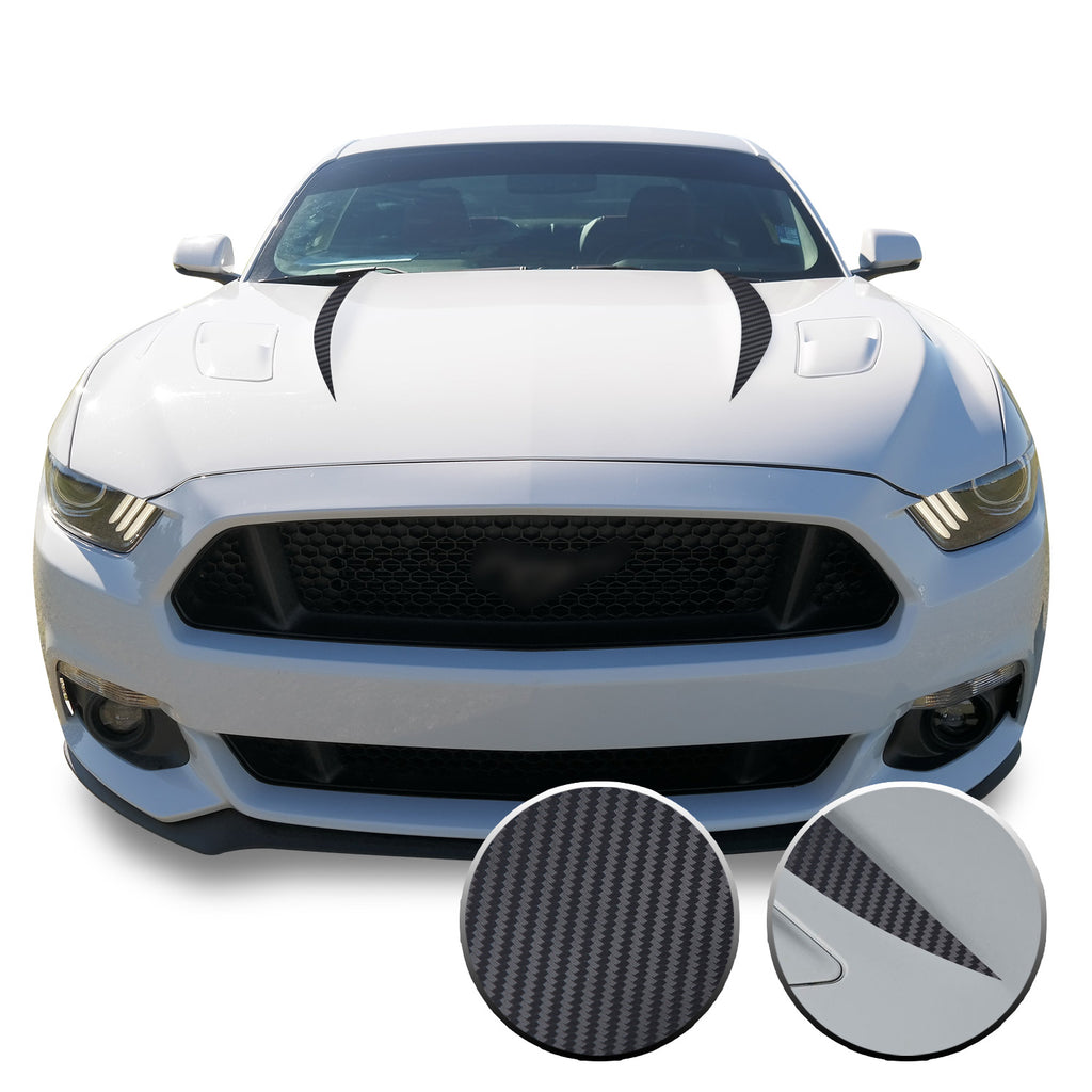 Hood Spears Stripes Vinyl Decal Overlay Wrap Trim Compatible with and Fits Mustang 2015-2017
