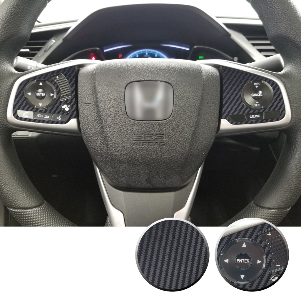 Steering Wheel Side Control Panel Trim Vinyl Decal Overlay Accent Compatible with Honda Civic 2016-2020
