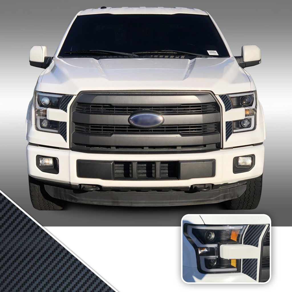 Headlight Front Accents Vinyl Decal Overlay Wrap Trim Compatible with and Fits F-150 2015-2017