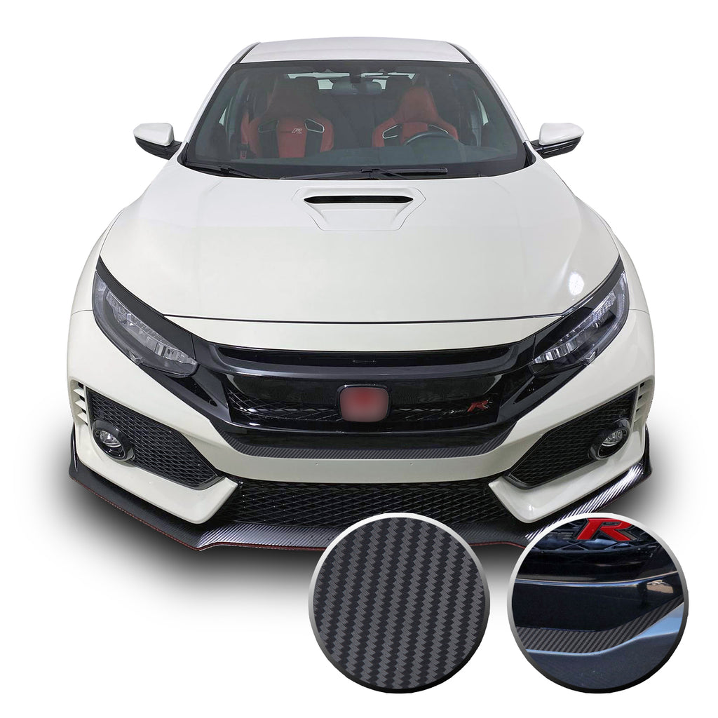 Front Bumper Fangs Accent Vinyl Wrap Compatible with Honda Civic Sedan, Coupe, SI, Hatchback, Type R 2016-2020