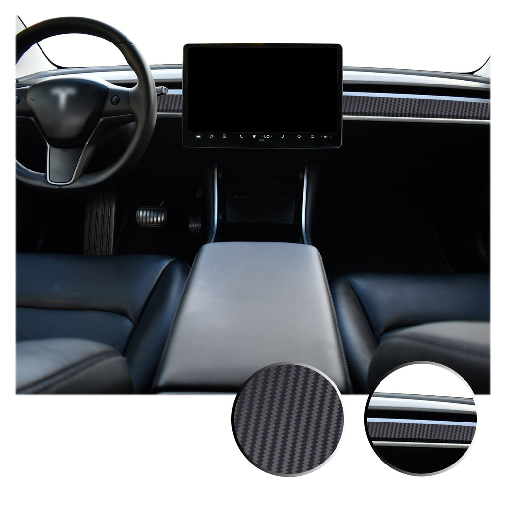 Dashboard Overlay Decal Trim Kit Compatible with and Fits Tesla Model 3 2017-2020