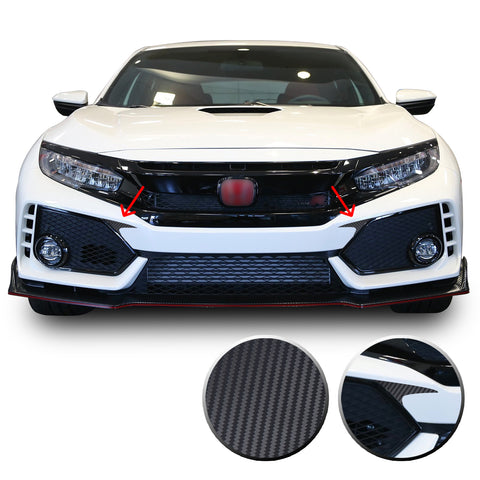 Front Bumper Fangs Accent Vinyl Decal Overlay Wrap Compatible with Honda Civic Sedan Coupe SI Hatchback Type R 2016-2020