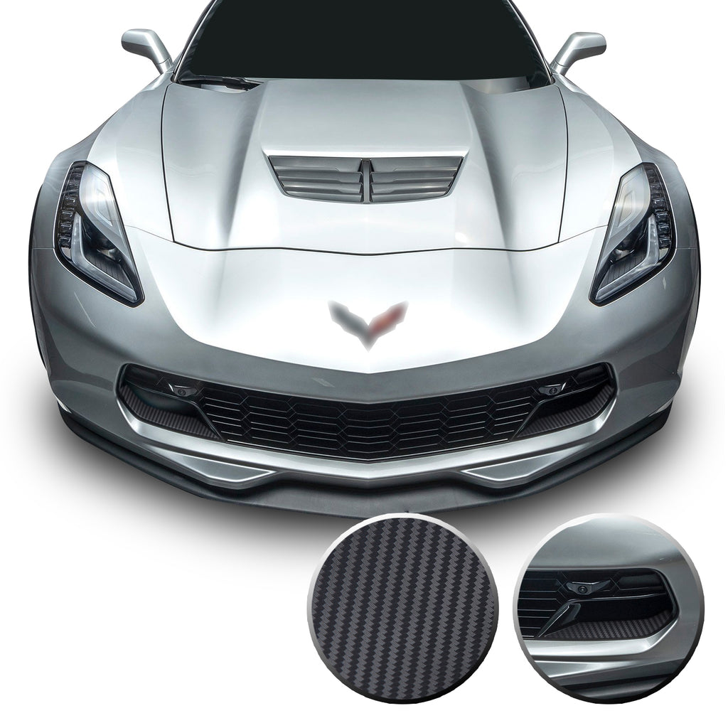 Front Grille Brake Scoop Accent Vinyl Decal Overlay Wrap Compatible with Corvette C7 Z06 Grand Sport 2014-2019
