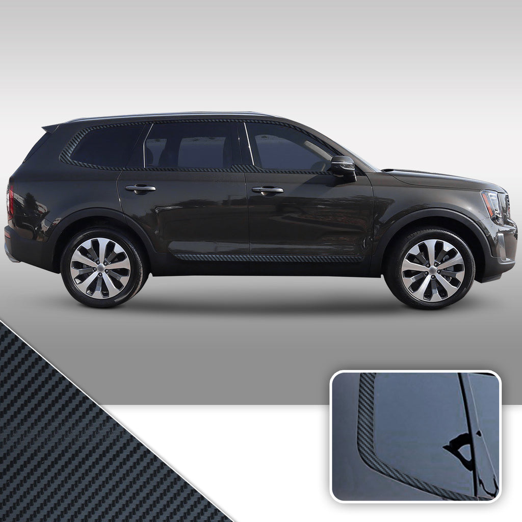 Window & Door Trim Chrome Delete Vinyl Wrap Kit Compatible with Kia Telluride 2020 - 2021
