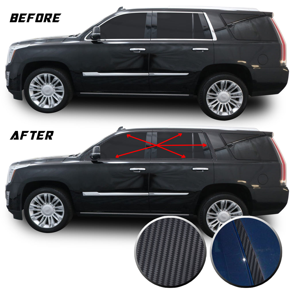 Window Trim Chrome Delete Blackout Vinyl Overlay Wrap Kit Compatible with Cadillac Escalade 2015-2020