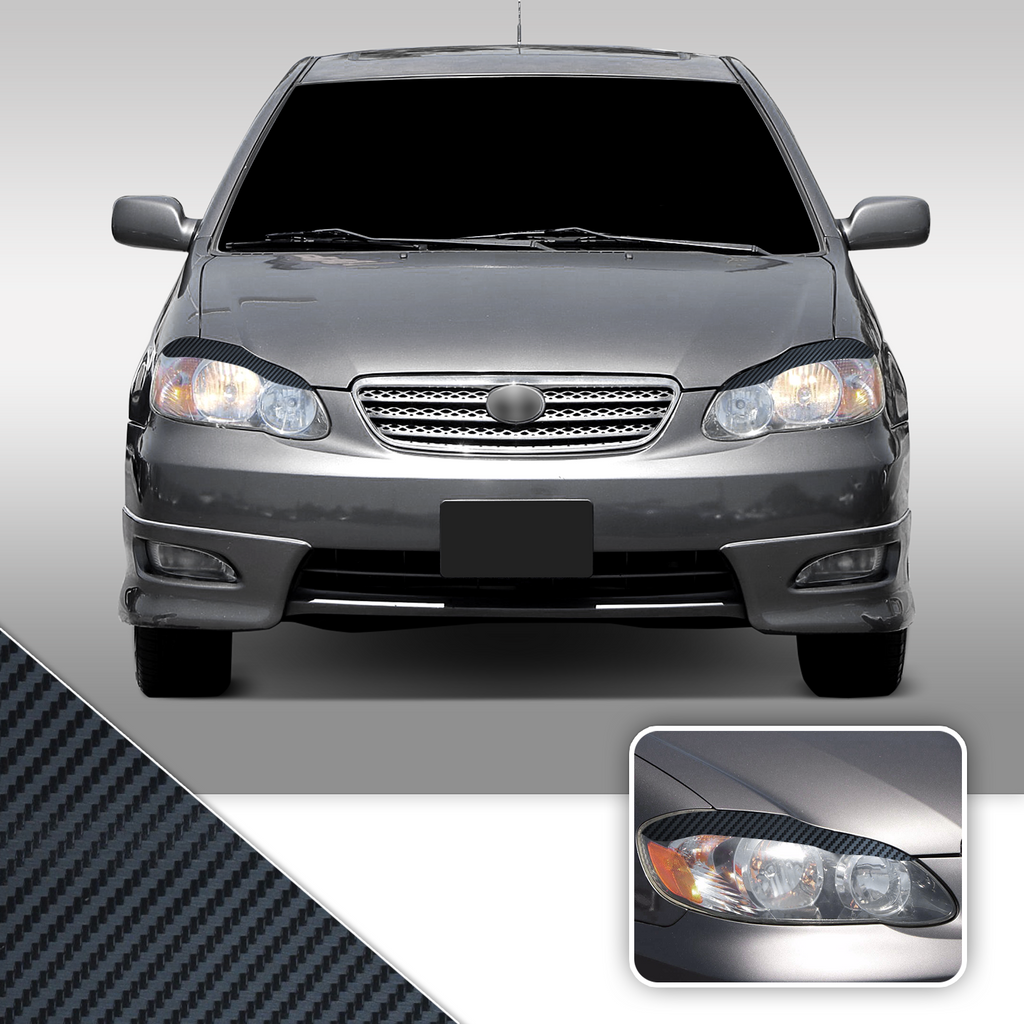 Headlight Eyelid Eyebrow Overlay Accent Pre Cut Vinyl Decal Wrap Compatible with Toyota Corolla 2003-2008