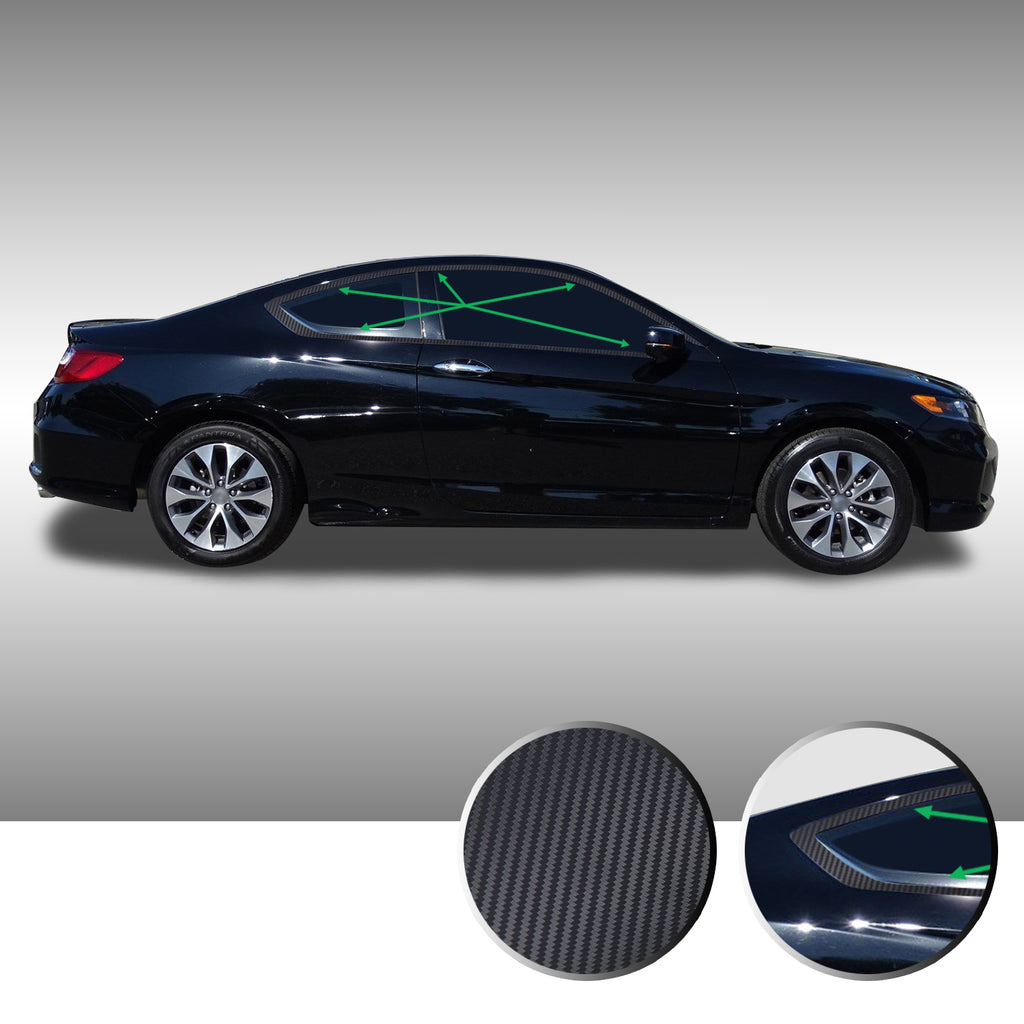 Window Trim Chrome Delete Vinyl Wrap Kit Compatible with and Fits Accord Coupe 2013-2017 - Black