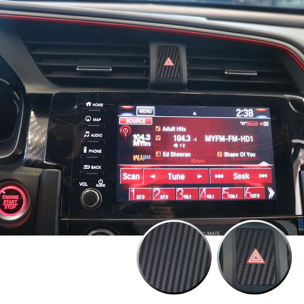 Hazard Warning Lights Button Switch Vinyl Decal Sticker Trim Overlay Compatible with Honda Civic 2016-2020