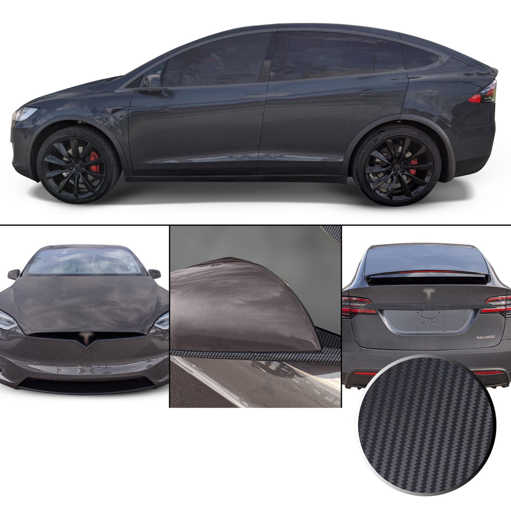 Full Chrome Delete Window Mirrors Font Rear Trim Blackout Precut Vinyl Wrap Overlay Kit Compatible with Tesla Model X 2016-2020