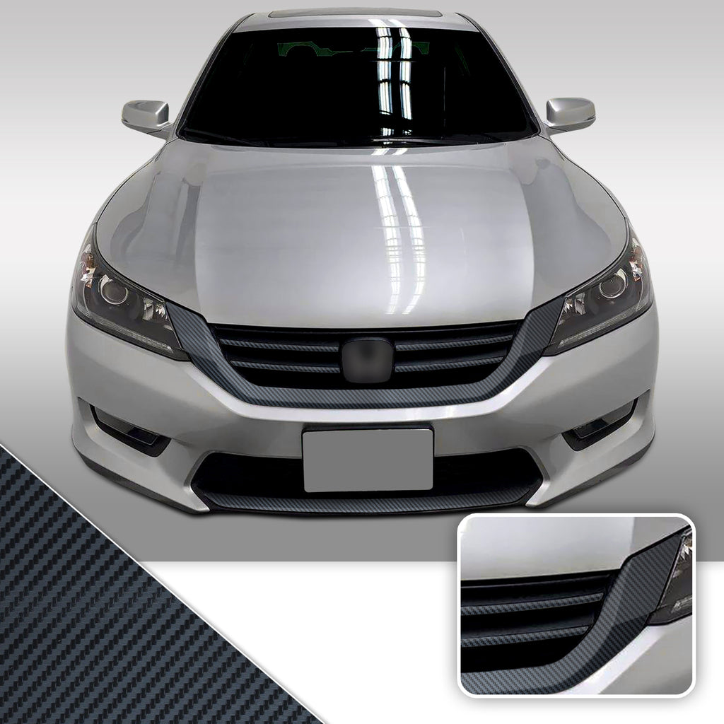 Front Grille Trim Chrome Delete Vinyl Wrap Overlay Kit Compatible with Honda Accord Sedan 2014 - 2015