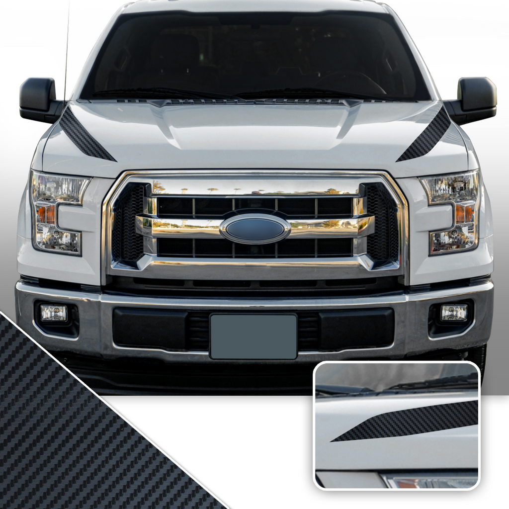 Outer Hood Spears Overlay Decal Trim Compatible with and Fits F150 + Raptor 2015-2020