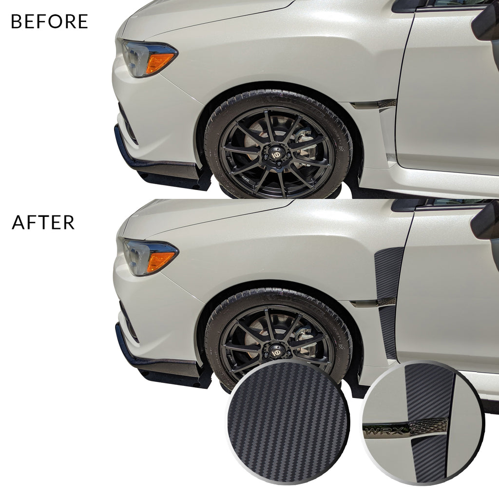 Front Fender Upper Lower Trim Vinyl Decal Overlay Wrap Inserts Sticker Compatible with and Fits WRX STi 2015-2019