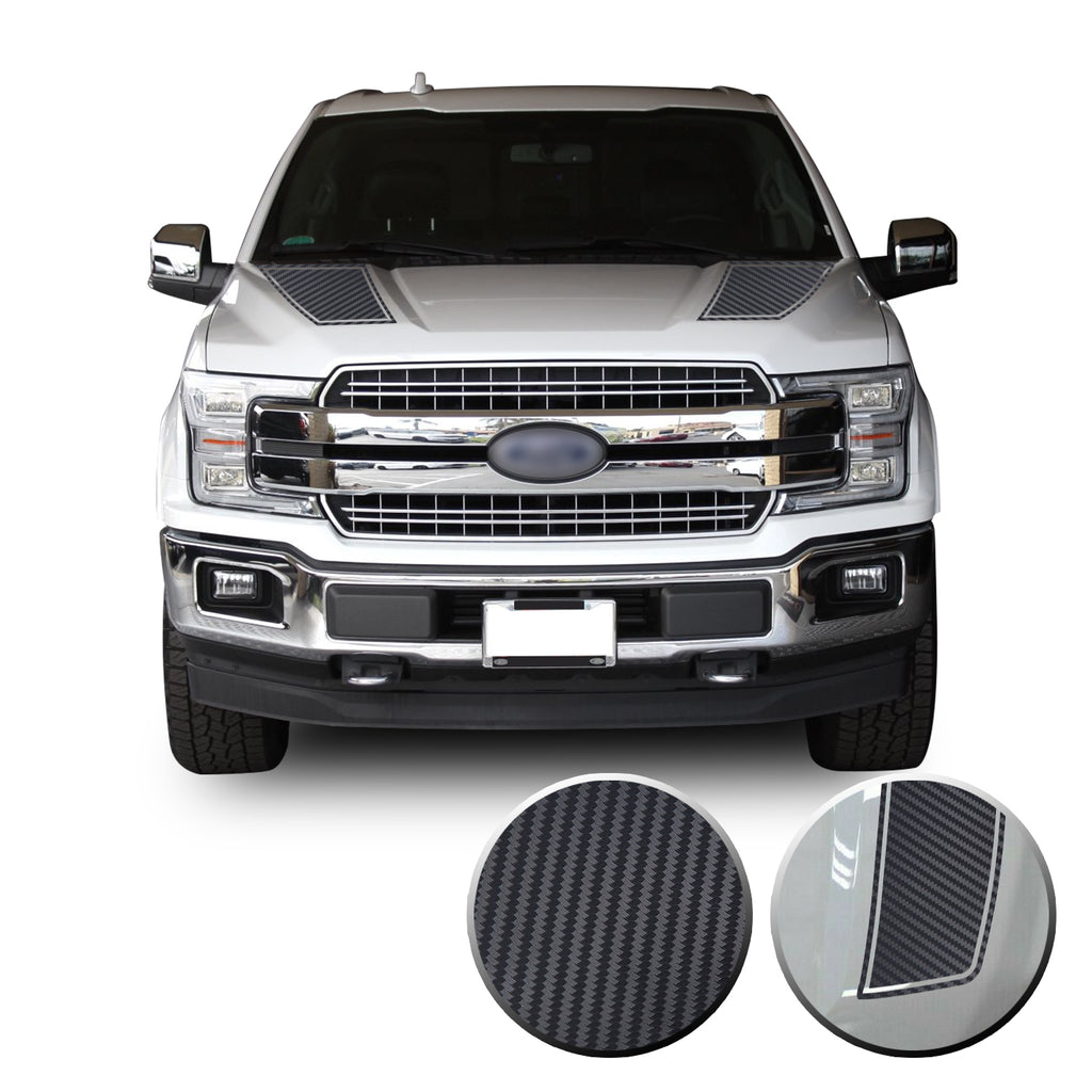 Front Outlined Hood Stripes Vinyl Graphic Decal Overlay Wrap Compatible with and Fits F-150 2015-2020