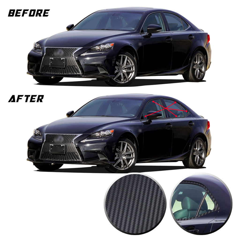 Window Trim Chrome Delete Blackout Precut Vinyl Wrap Overlay Kit Compatible with and Fits Lexus IS350 IS200t 2014-2020