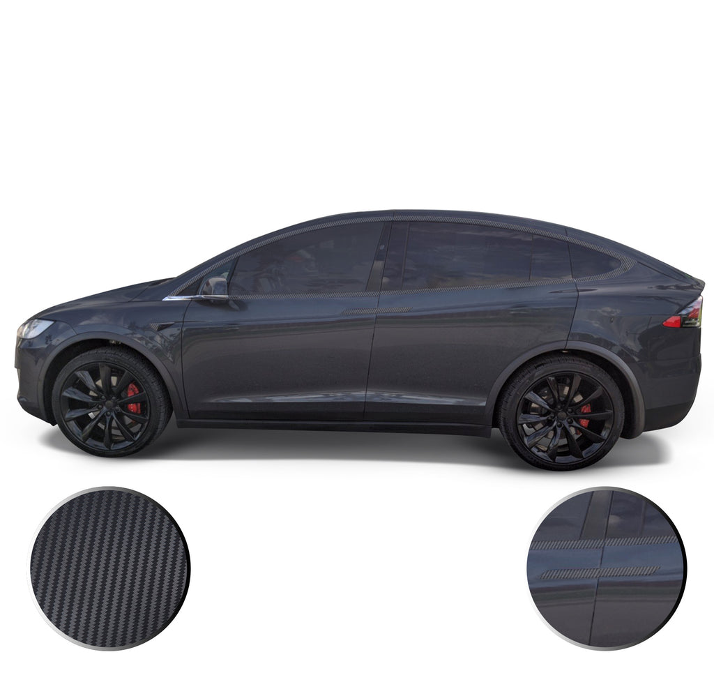 Window Trim Door Handles Chrome Delete Vinyl Wrap Overlay Kit Compatible with Tesla Model X 2016-2020