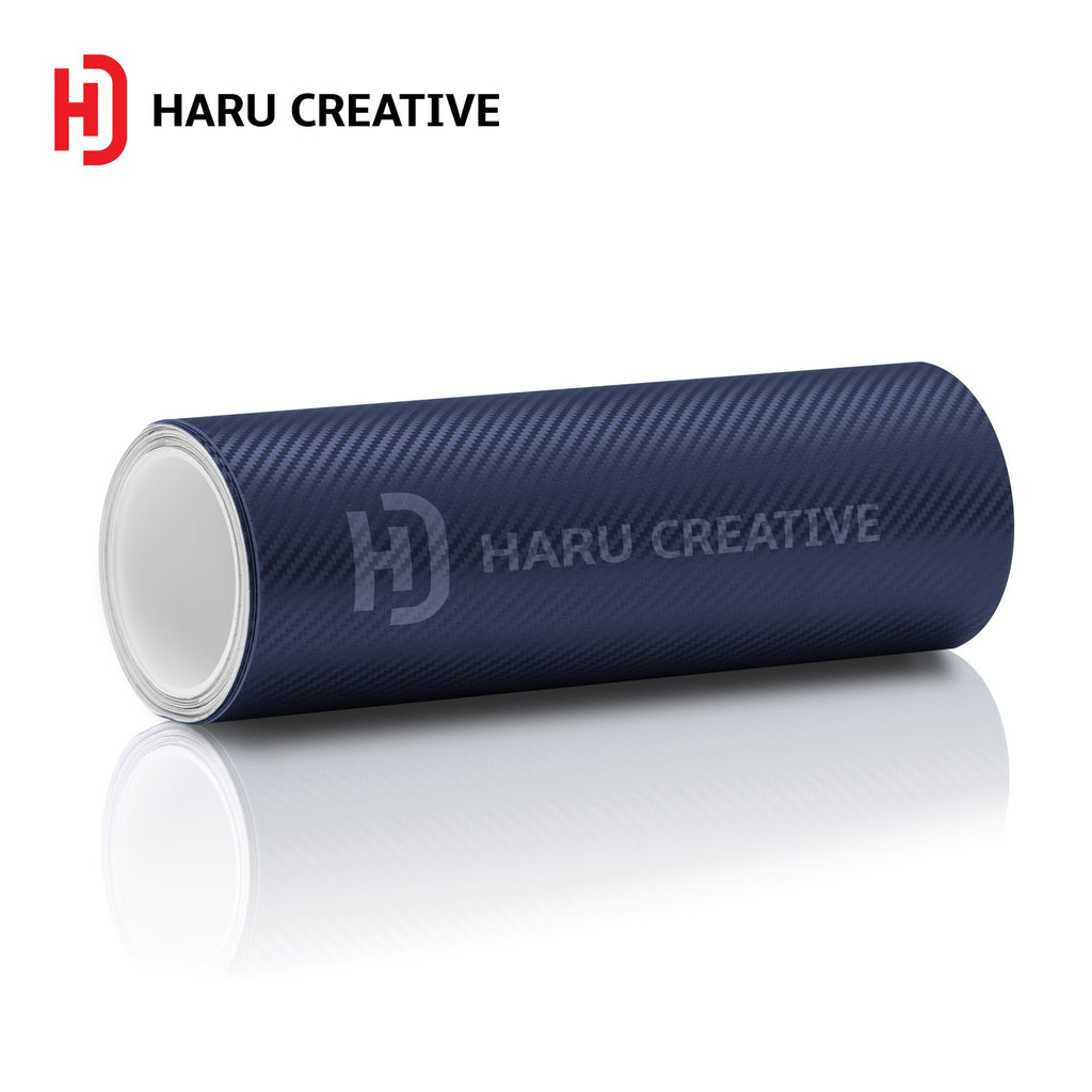 Blue 3D Carbon Fiber Vinyl Wrap - Adhesive Decal Film Sheet Roll - Haru Creative 3D Carbon Fiber