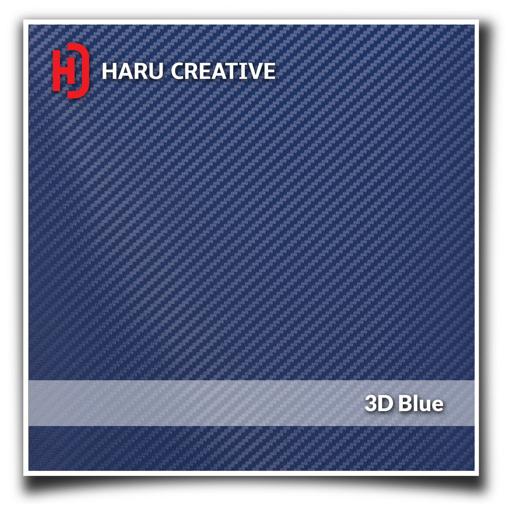 Blue 3D Carbon Fiber Vinyl Wrap - Adhesive Decal Film Sheet Roll - Haru Creative 3D Carbon Fiber