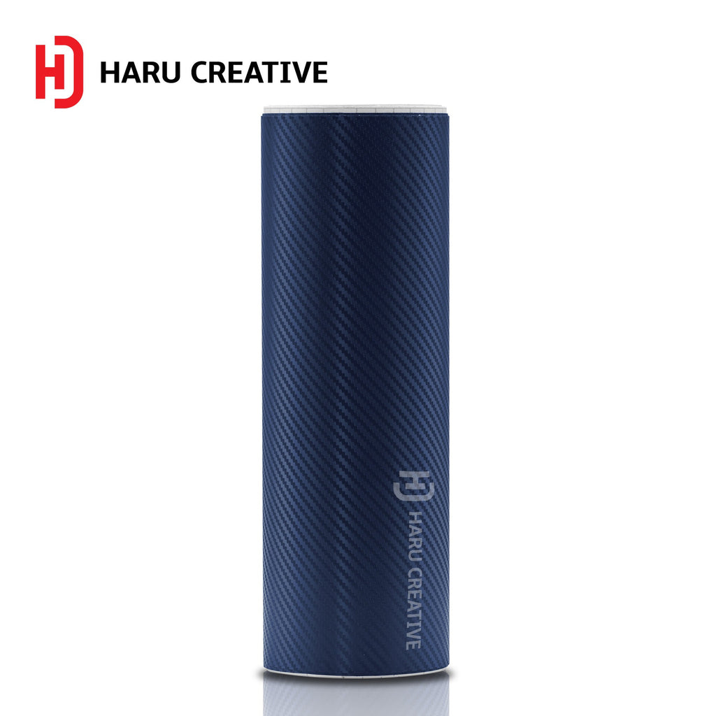 Blue 3D Carbon Fiber Vinyl Wrap - Adhesive Decal Film Sheet Roll - Haru Creative 3D Carbon Fiber