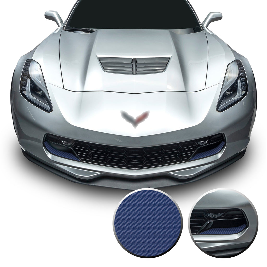 Front Grille Brake Scoop Accent Vinyl Decal Overlay Wrap Compatible with Corvette C7 Z06 Grand Sport 2014-2019