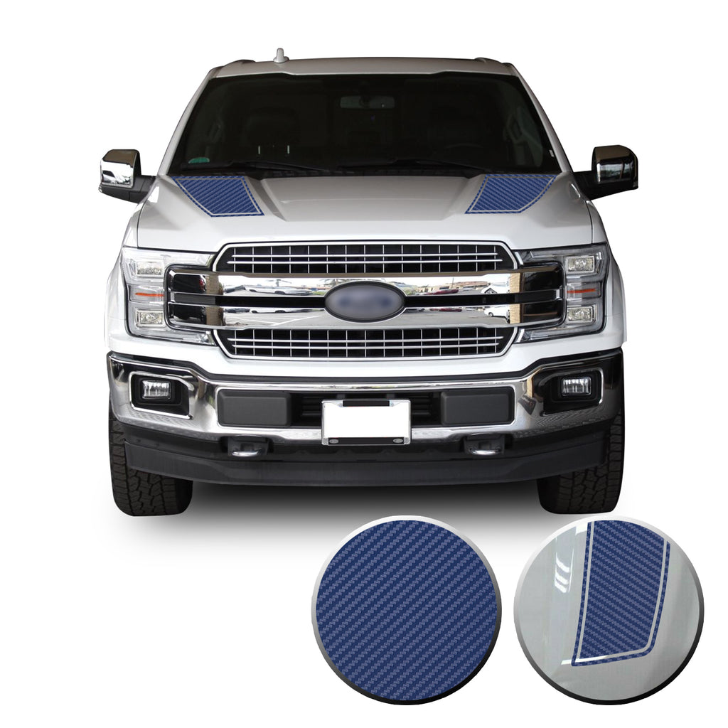 Front Outlined Hood Stripes Vinyl Graphic Decal Overlay Wrap Compatible with and Fits F-150 2015-2020
