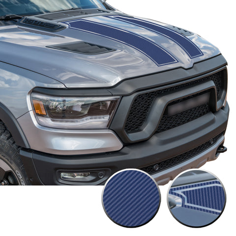 Outlined Hood Scoop Decal Accent Overlay Precut Trim Compatible with and Fits Ram 1500 Rebel Crew Cab Quad Cab 2020