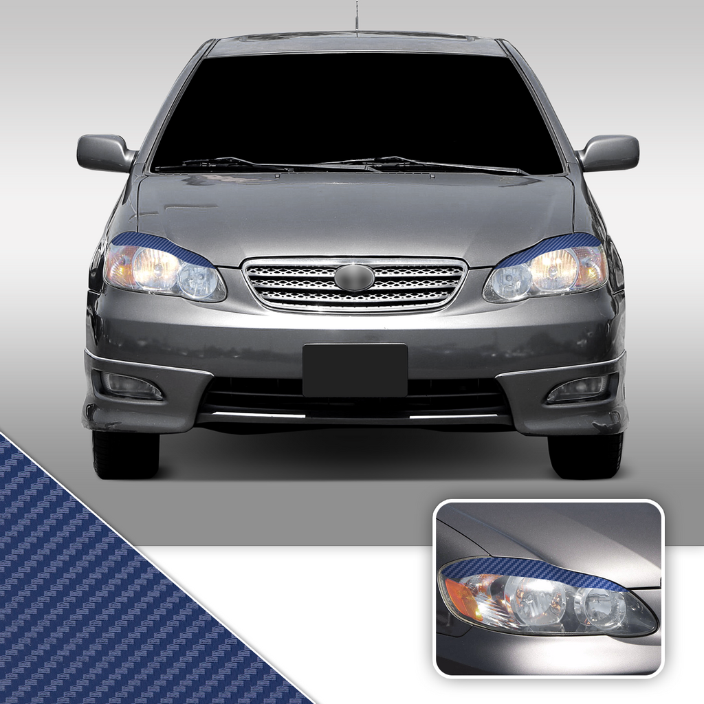 Headlight Eyelid Eyebrow Overlay Accent Pre Cut Vinyl Decal Wrap Compatible with Toyota Corolla 2003-2008