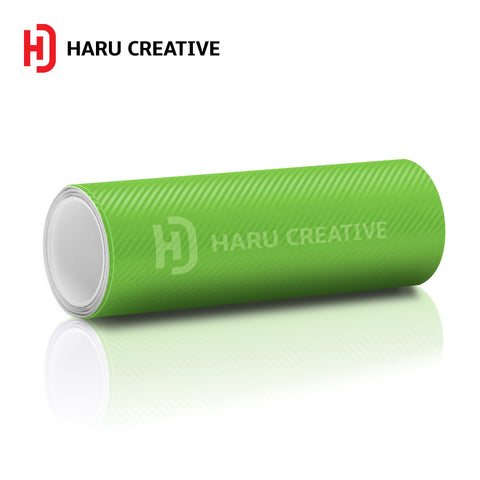 Green 3D Carbon Fiber Vinyl Wrap - Adhesive Decal Film Sheet Roll - Haru Creative 3D Carbon Fiber