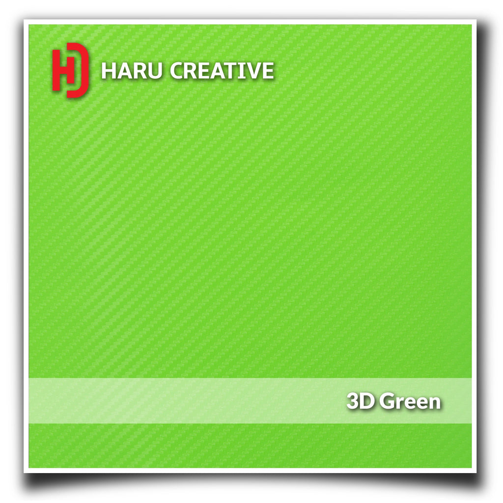 Green 3D Carbon Fiber Vinyl Wrap - Adhesive Decal Film Sheet Roll - Haru Creative 3D Carbon Fiber