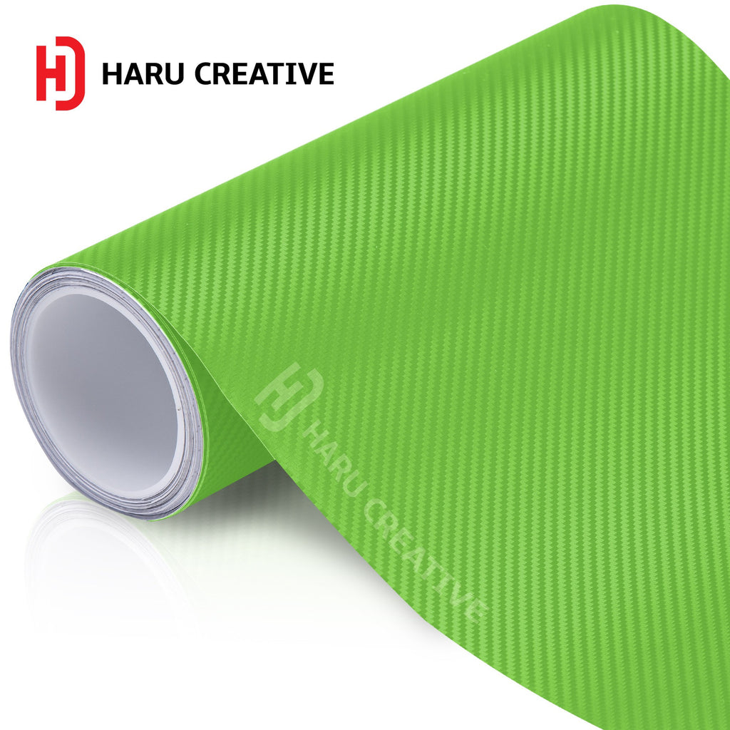 Green 3D Carbon Fiber Vinyl Wrap - Adhesive Decal Film Sheet Roll - Haru Creative 3D Carbon Fiber