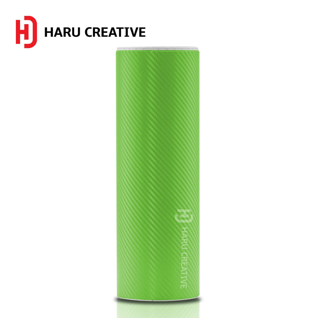 Green 3D Carbon Fiber Vinyl Wrap - Adhesive Decal Film Sheet Roll - Haru Creative 3D Carbon Fiber