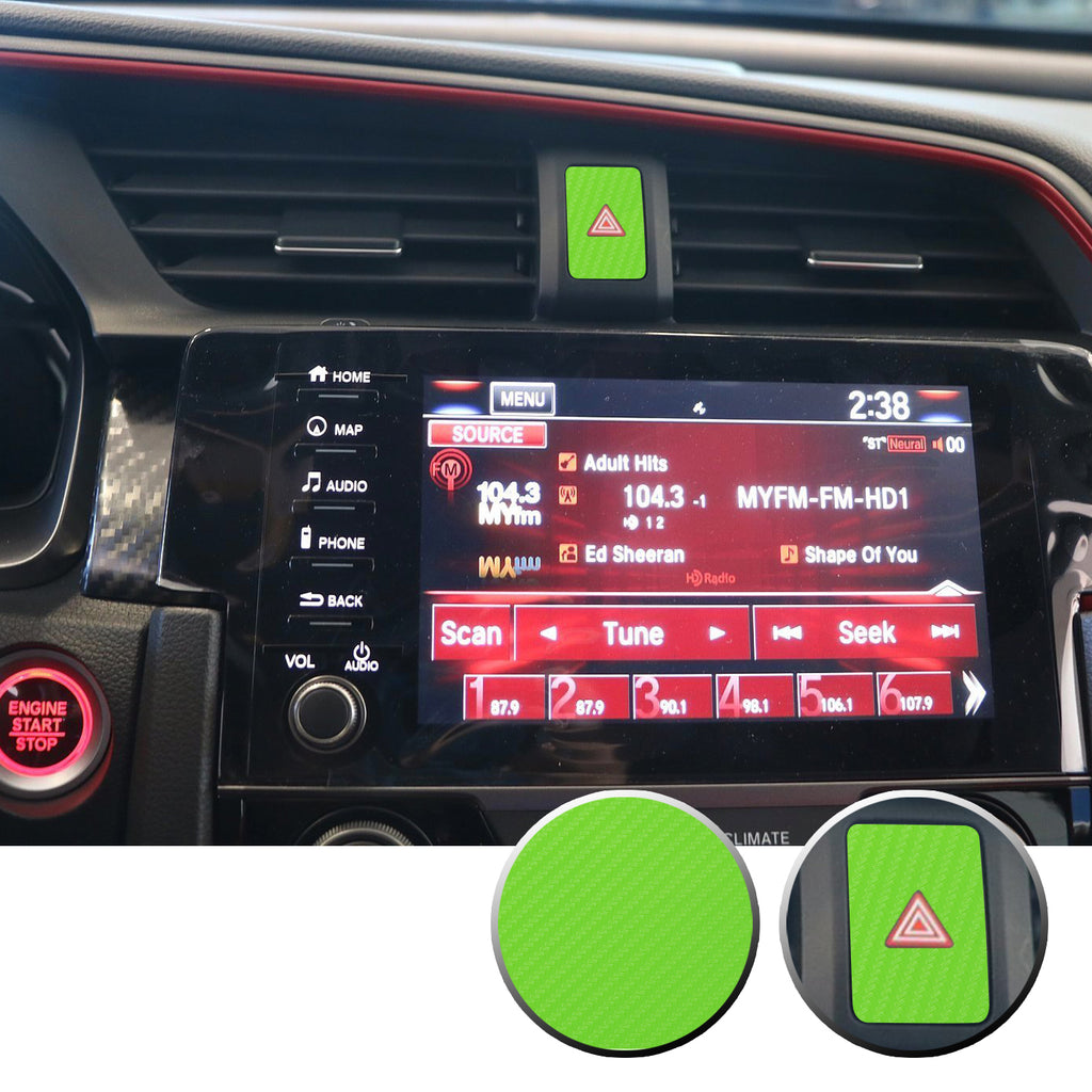 Hazard Warning Lights Button Switch Vinyl Decal Sticker Trim Overlay Compatible with Honda Civic 2016-2020