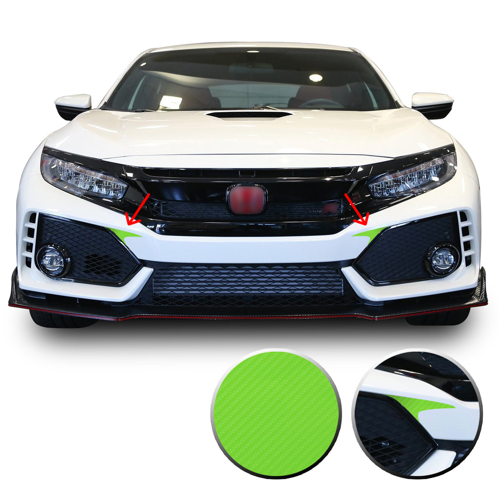 Front Bumper Fangs Accent Vinyl Decal Overlay Wrap Compatible with Honda Civic Sedan Coupe SI Hatchback Type R 2016-2020