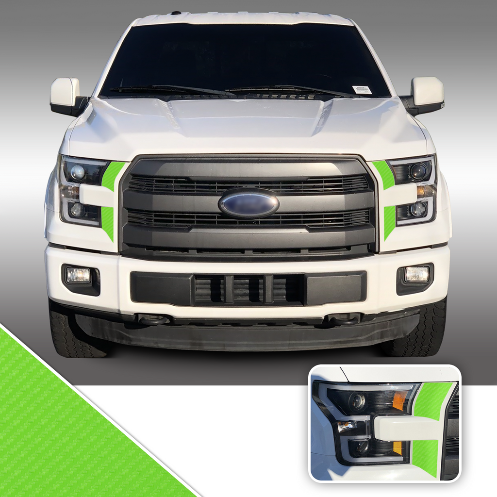 Headlight Front Accents Vinyl Decal Overlay Wrap Trim Compatible with and Fits F-150 2015-2017