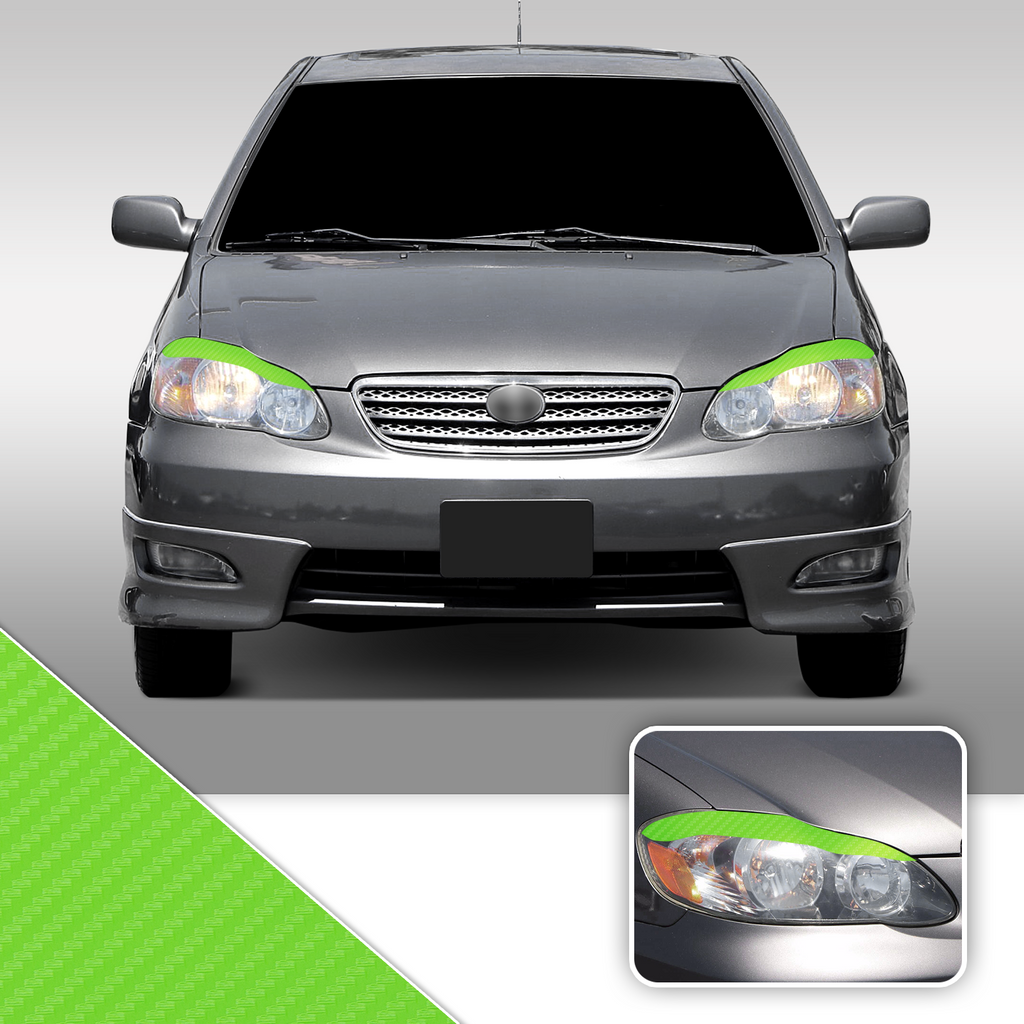 Headlight Eyelid Eyebrow Overlay Accent Pre Cut Vinyl Decal Wrap Compatible with Toyota Corolla 2003-2008