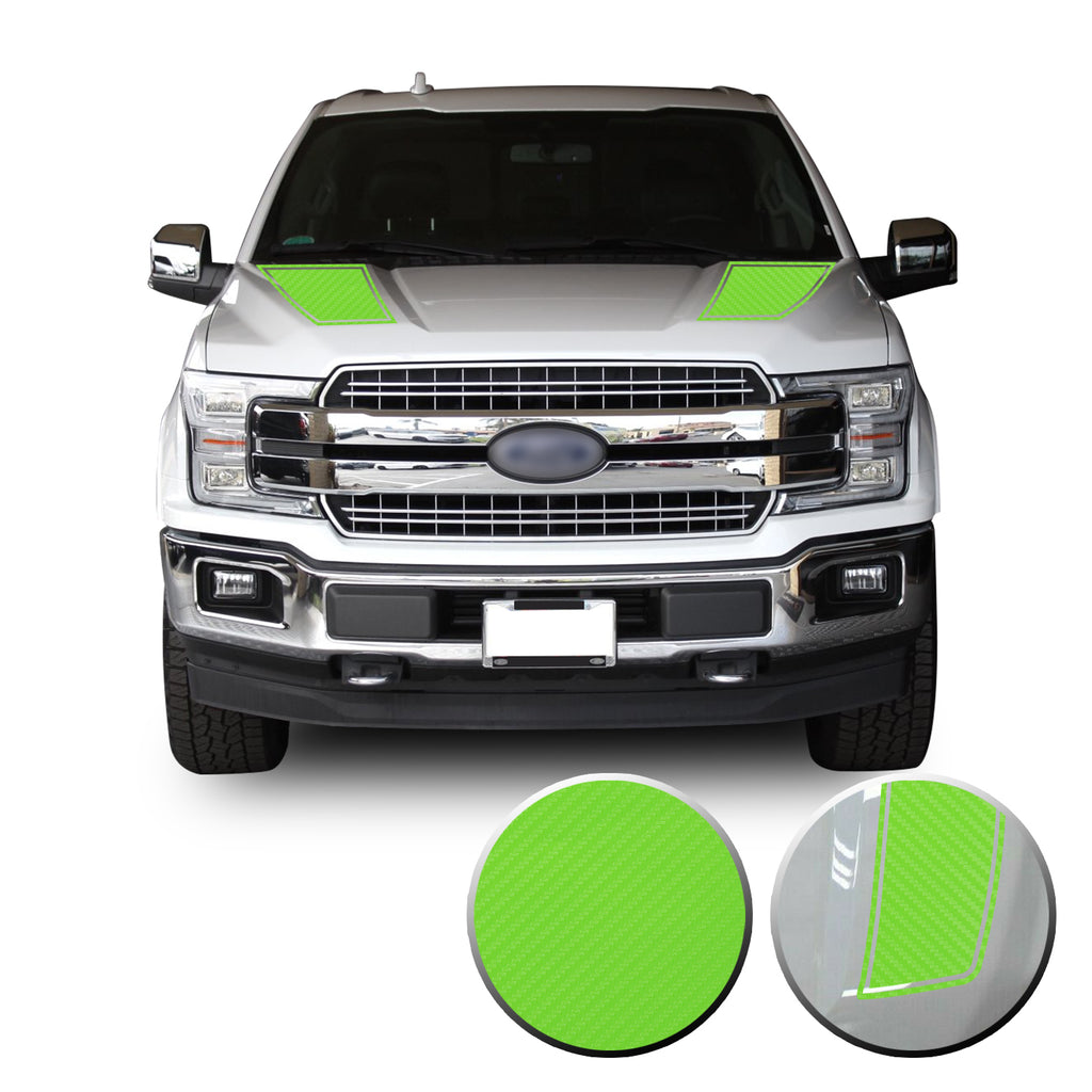Front Outlined Hood Stripes Vinyl Graphic Decal Overlay Wrap Compatible with and Fits F-150 2015-2020