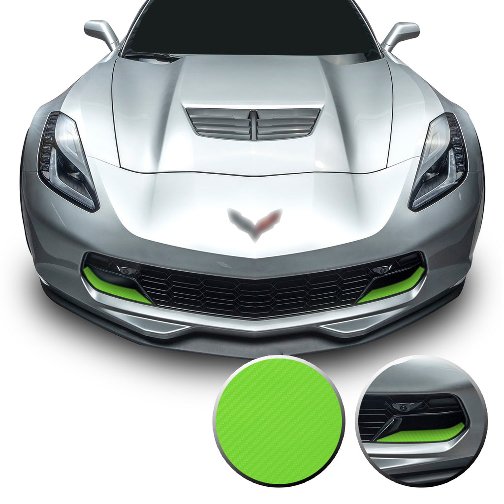 Front Grille Brake Scoop Accent Vinyl Decal Overlay Wrap Compatible with Corvette C7 Z06 Grand Sport 2014-2019