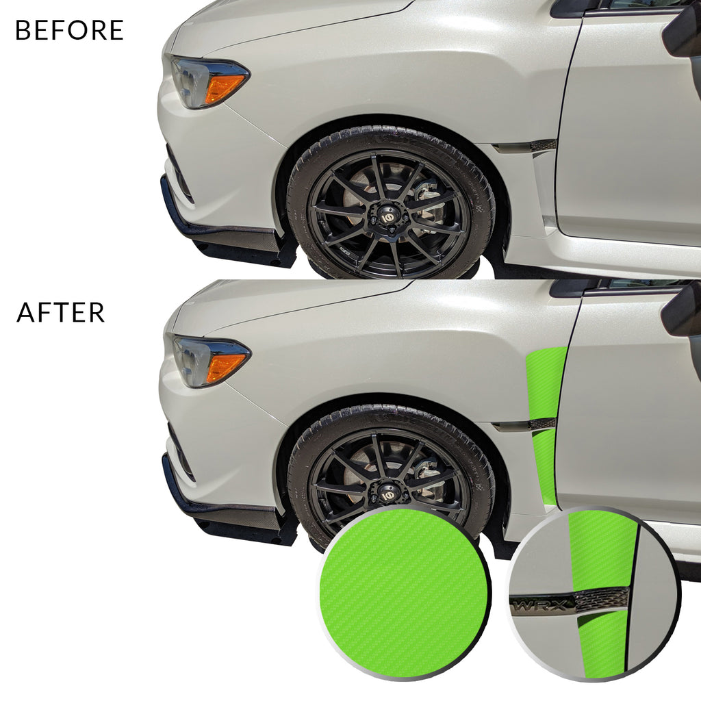 Front Fender Upper Lower Trim Vinyl Decal Overlay Wrap Inserts Sticker Compatible with and Fits WRX STi 2015-2019