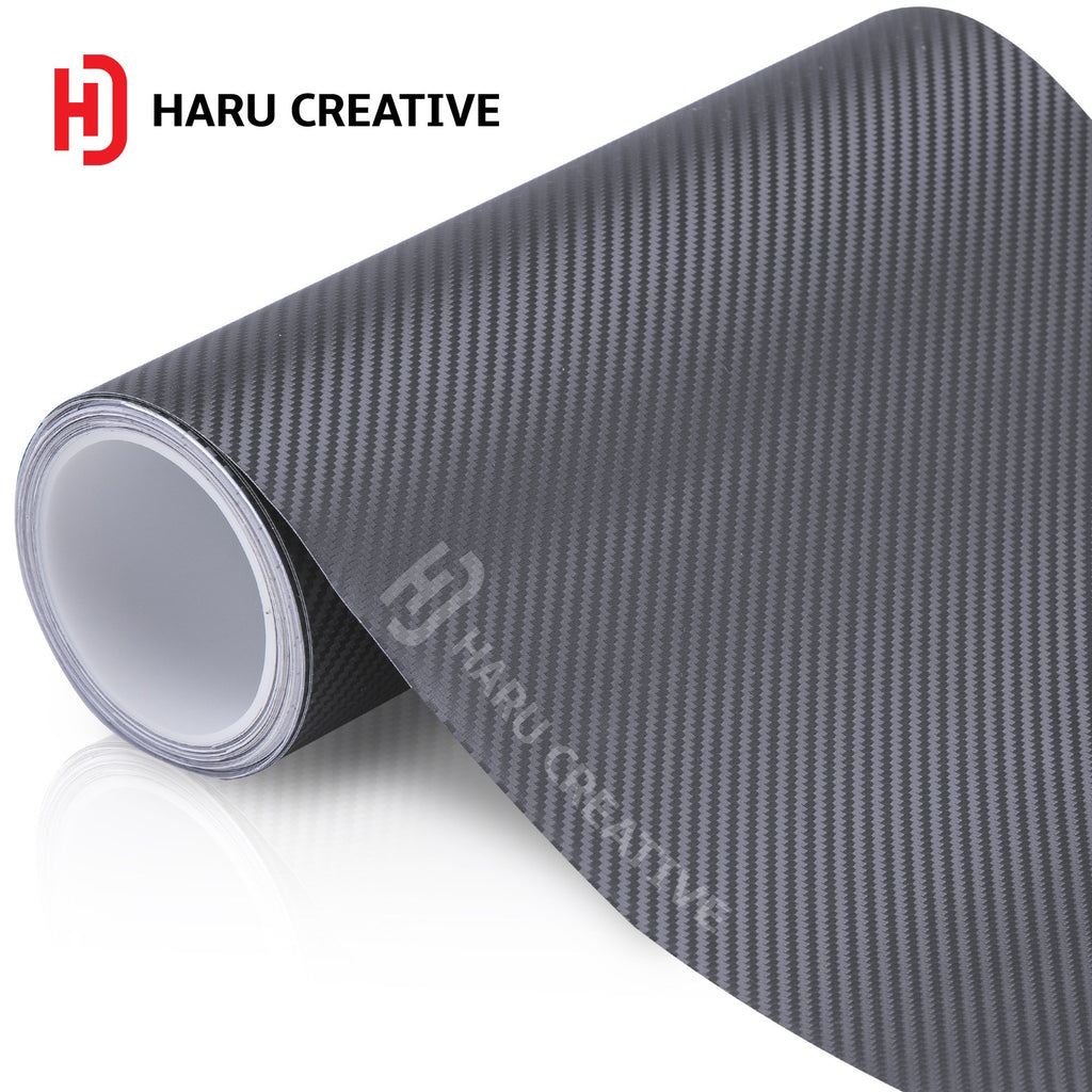 Gunmetal (Dark Grey) 3D Carbon Fiber Vinyl Wrap - Adhesive Decal Film Sheet Roll - Haru Creative 3D Carbon Fiber