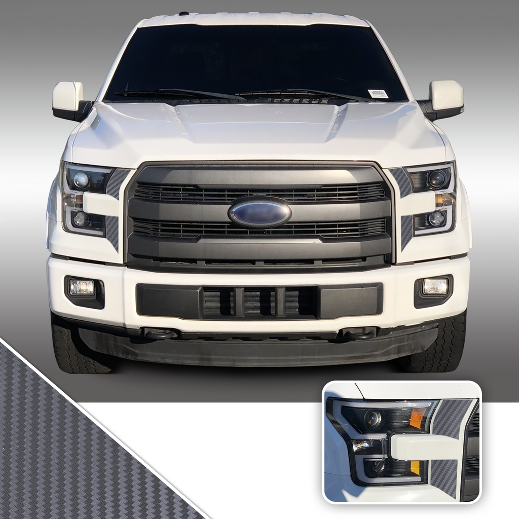 Headlight Front Accents Vinyl Decal Overlay Wrap Trim Compatible with and Fits F-150 2015-2017