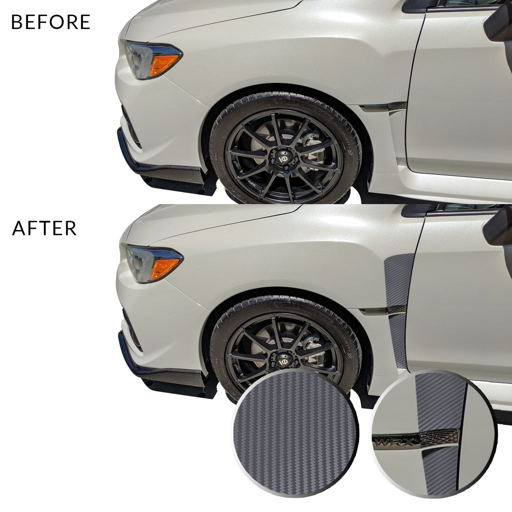 Front Fender Upper Lower Trim Vinyl Decal Overlay Wrap Inserts Sticker Compatible with and Fits WRX STi 2015-2019