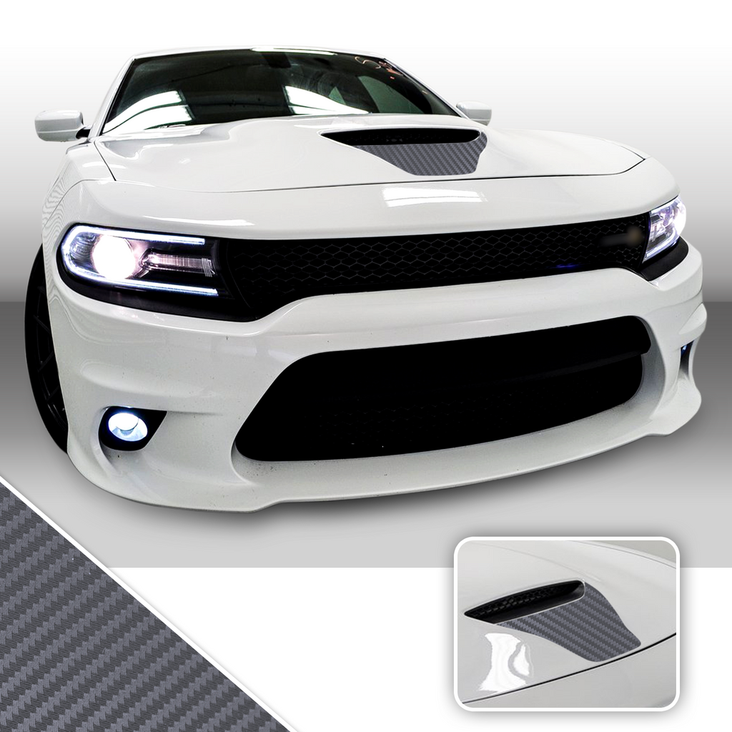 Front Hood Scoop Vinyl Wrap Decal Kit Compatible with and fits Charger Scat Pack 2015-2020