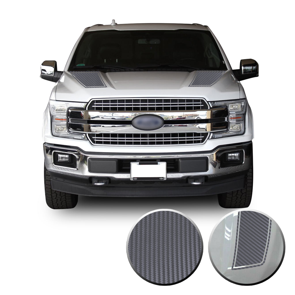 Front Outlined Hood Stripes Vinyl Graphic Decal Overlay Wrap Compatible with and Fits F-150 2015-2020