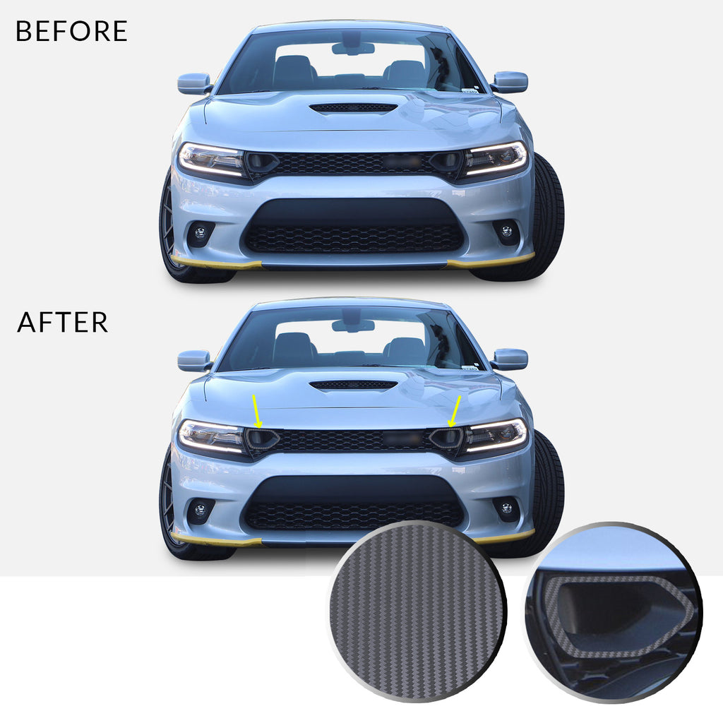 Front Bumper Upper Grille Bezel Overlay Wrap Vinyl Decal Compatible with and Fits Charger Scat Pack 2019