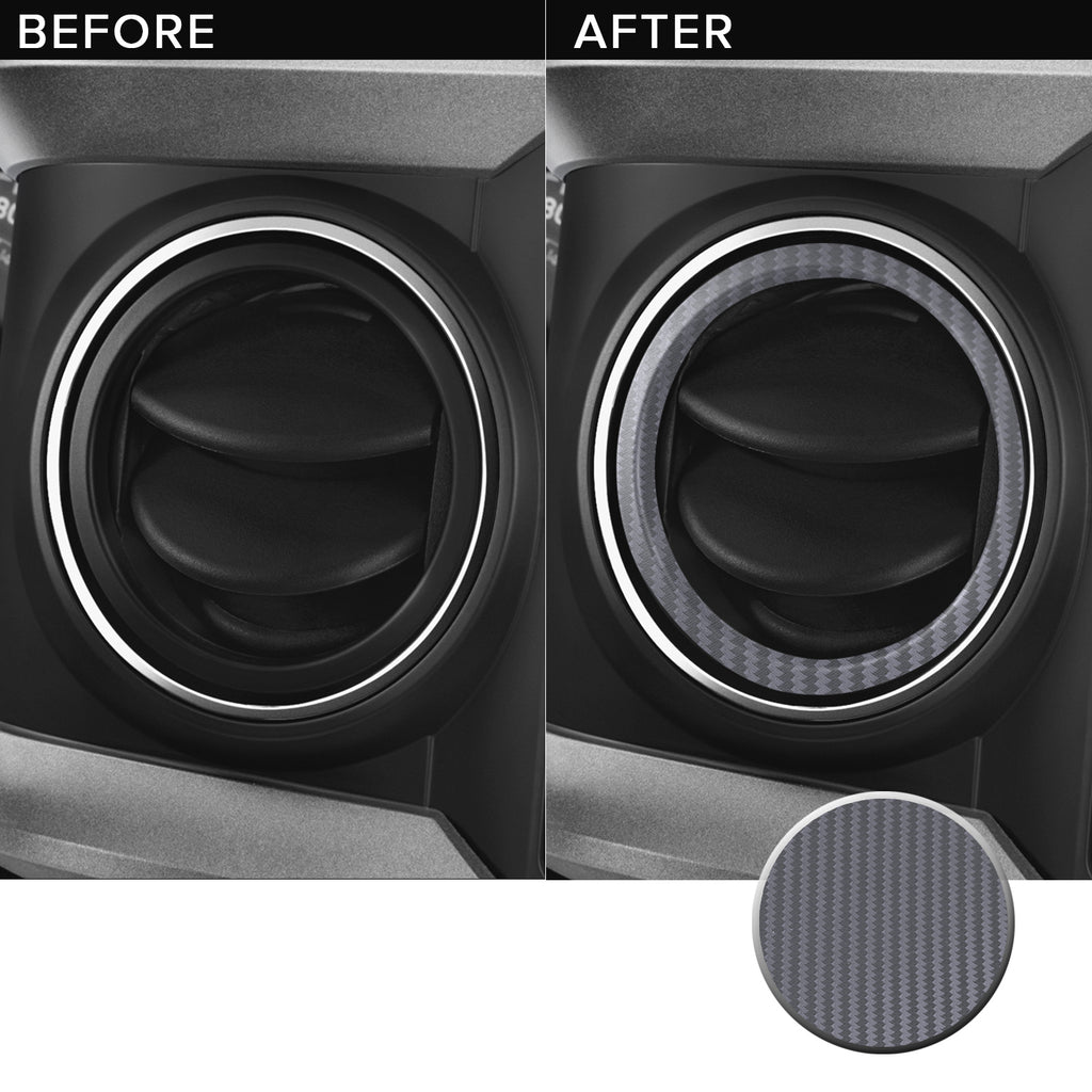 AC Vent Ring (4 Piece Kit) Overlay Vinyl Decal Compatible with and Fits Toyota Tacoma 2016-2019