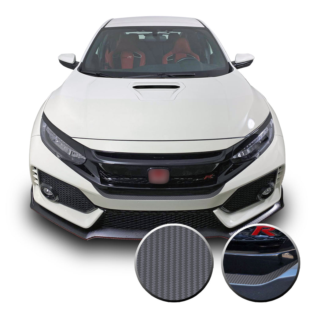 Front Bumper Fangs Accent Vinyl Wrap Compatible with Honda Civic Sedan, Coupe, SI, Hatchback, Type R 2016-2020