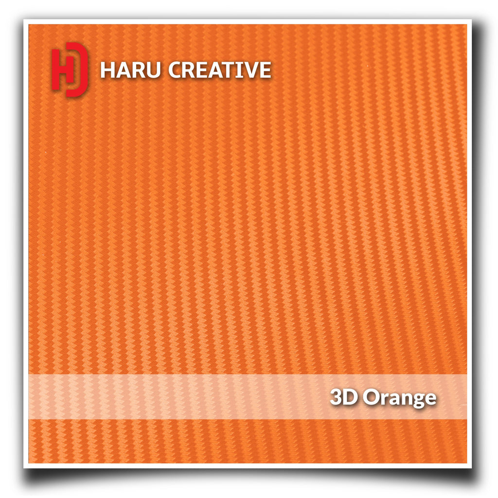 Orange 3D Carbon Fiber Vinyl Wrap - Adhesive Decal Film Sheet Roll - Haru Creative 3D Carbon Fiber