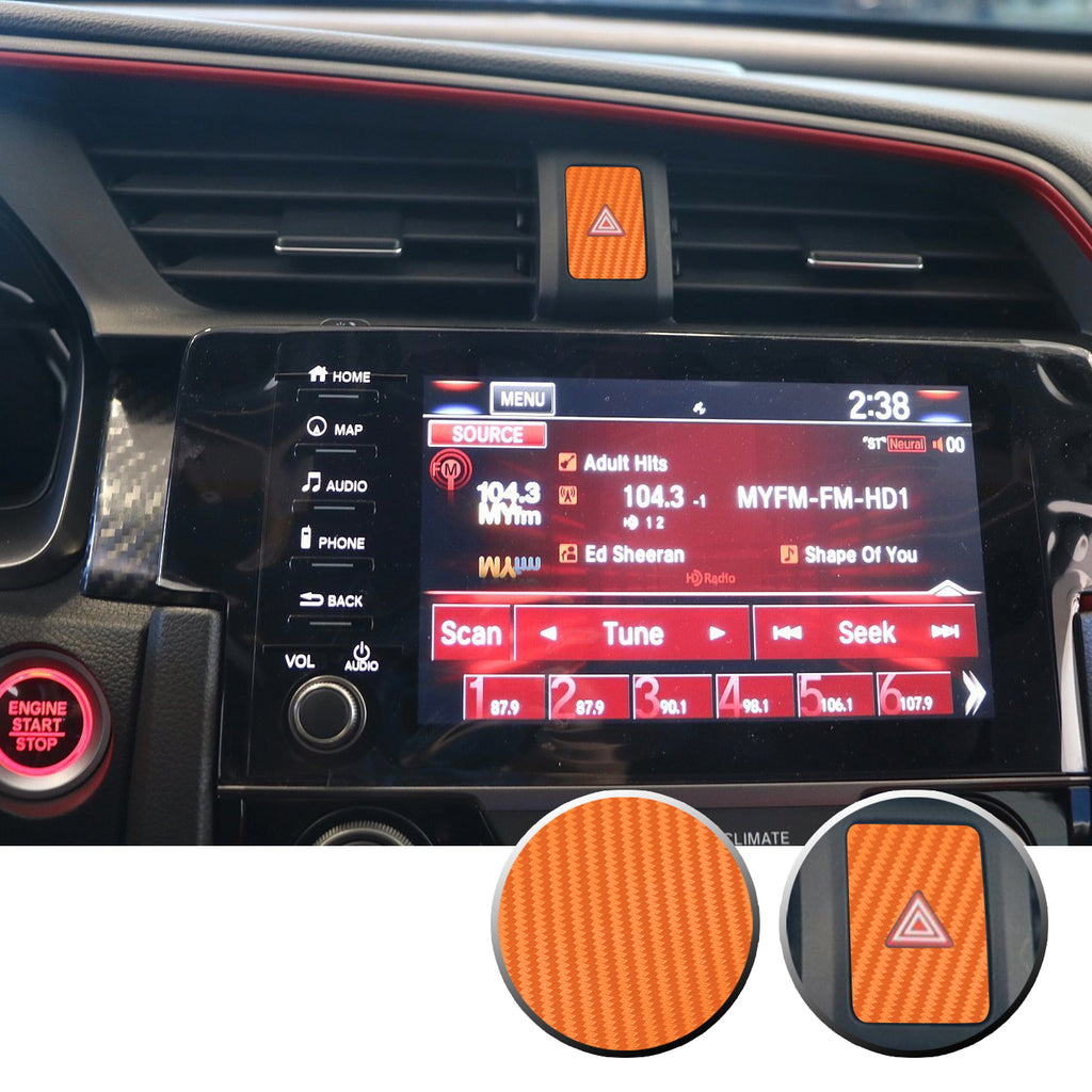 Hazard Warning Lights Button Switch Vinyl Decal Sticker Trim Overlay Compatible with Honda Civic 2016-2020